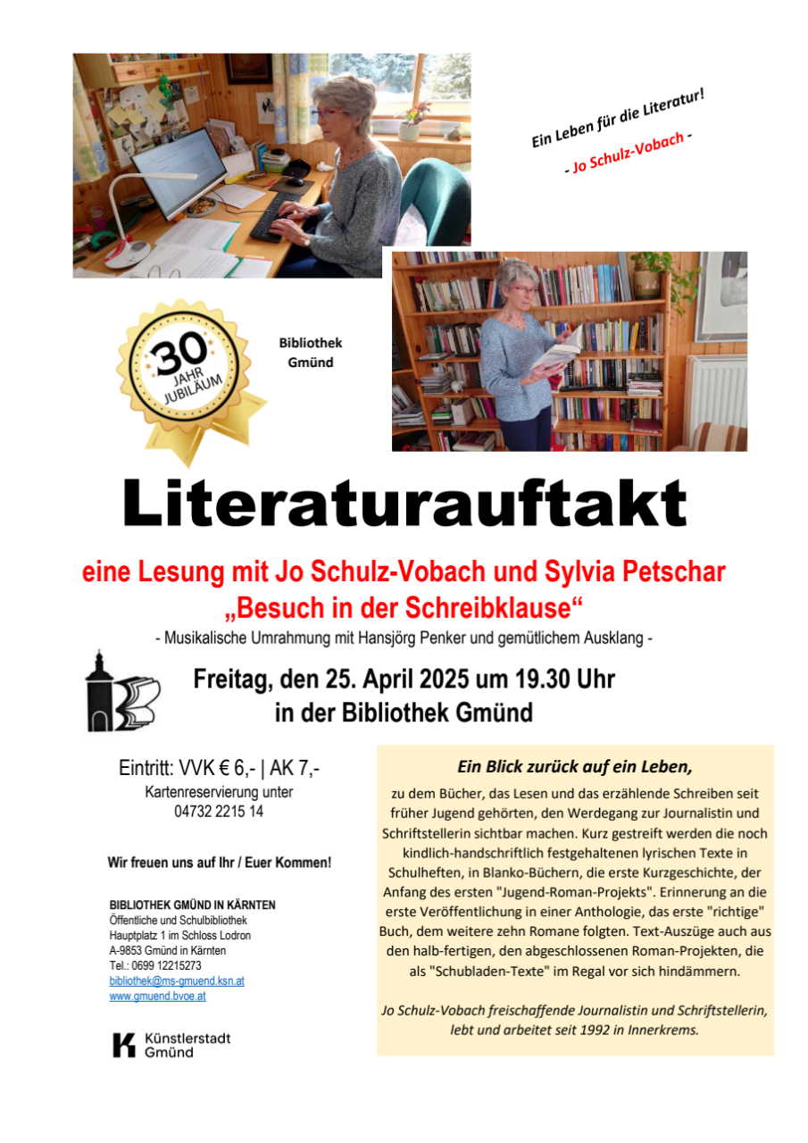 Einladung zum Literaturauftakt mit Foto von Jo Schulz-Vobach